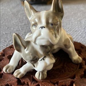 Ceramic Bulldog Figurine - White and Gray